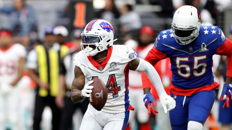 AFC wide receiver Stefan Diggs (14) of the Buffalo Bills runs with the ball during the NFL Pro Bowl football game,