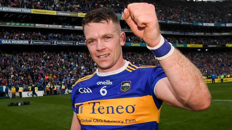 18 August 2019; Padraic Maher of Tipperary celebrates following the GAA Hurling All-Ireland Senior Championship Final match between Kilkenny and Tipperary at Croke Park in Dublin. Photo by Stephen McCarthy/Sportsfile