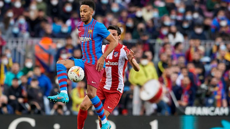 Pierre-Emerick Aubameyang in action for Barcelona