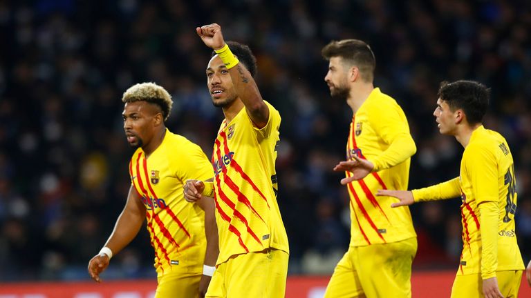 Former Arsenal striker Pierre-Emerick Aubameyang continued his bright start to life in Barcelona with a goal in their win at Napoli 
