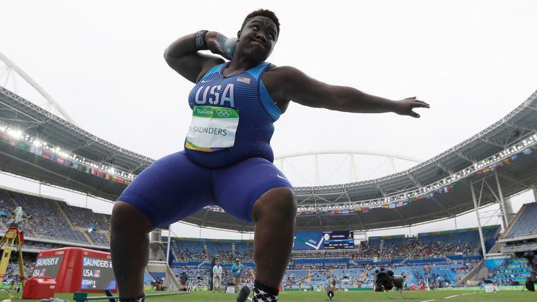 Saunders competing in a qualifying round at her first Olympics Games in Rio in 2016