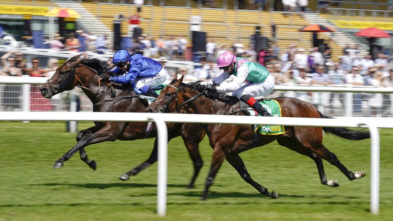Real World beats Derab in the Bet365 Stakes at Newbury in July