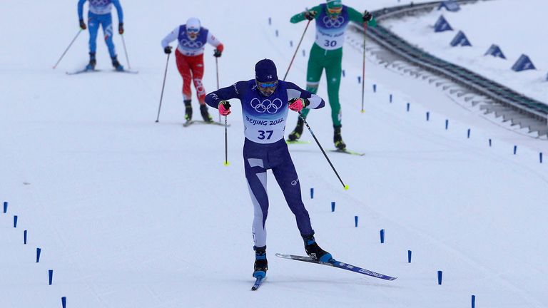 REMI LINDHOLM (FIN) in the men s cross country skiing 50km freestyle during the Beijing 2022 Olympic Winter Games at Zhangjiakou Cross-Country Centre.