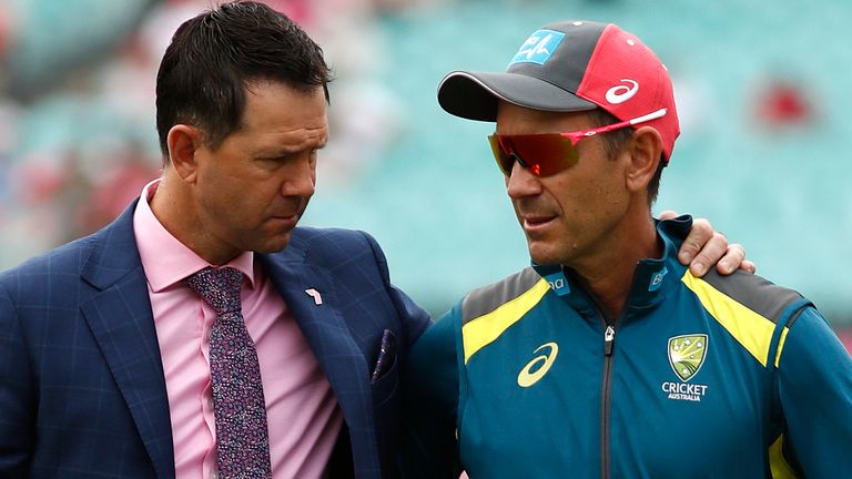 Ricky Ponting (left) has been criticised the handling of Justin Langer's departure as Australia head coach