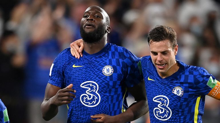 Romelu Lukaku celebrates after opening the scoring for Chelsea in the Club World Cup final