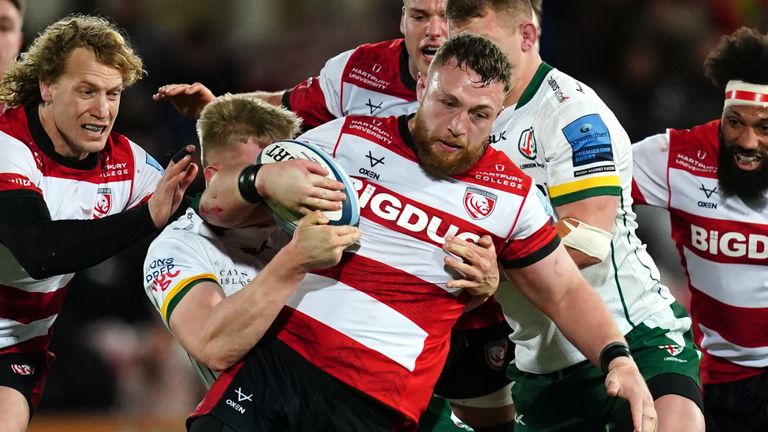 Gloucester v London Irish - Gallagher Premiership - Kingsholm Stadium
Gloucester Rugby's Ruan Ackermann tackled by London Irish's Olly Cracknell during the Gallagher Premiership match at the Kingsholm Stadium, Gloucester. Picture date: Friday February 4, 2022.