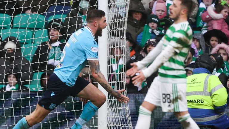 Dundee's Ryan Sweeney celebrates making it 2-2