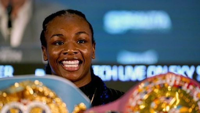 Claressa Shields during a press conference at the Assembly Room in City Hall, Cardiff. 