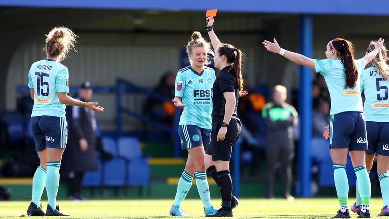 Sophie Howard was shown a straight red card after only 17 minutes