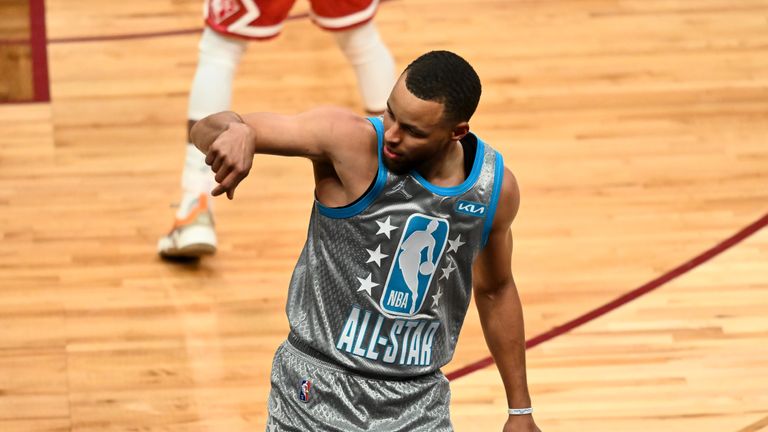 Stephen Curry in action during the 2022 NBA All-Star Game