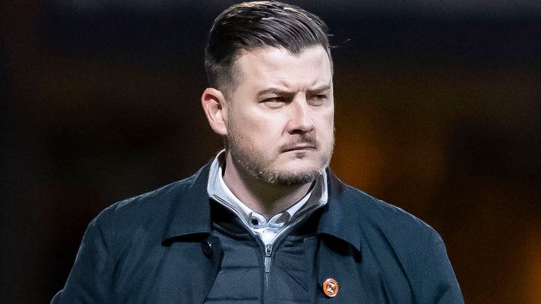 DUNDEE, SCOTLAND - FEBRUARY 01: Dundee Utd Manager Tam Courts during a cinch Premiership match between Dundee and Dundee United the Kilmac Stadium at Dens Park, on February 01, 2022, in Dundee, Scotland. (Photo by Roddy Scott / SNS Group)