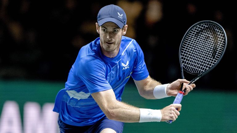 Britain's Andy Murray returns the ball against Kazakhstan's Alexander Bublik on day three of the ATP World Tennis Tournament in Ahoy Rotterdam on February 9, 2022. - Netherlands OUT (Photo by Sander Koning / ANP / AFP) / Netherlands OUT (Photo by SANDER KONING/ANP/AFP via Getty Images)