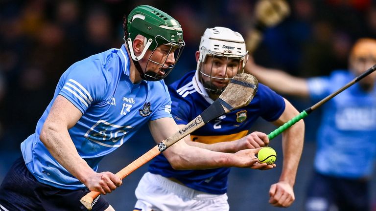 Fergal Whitely of Dublin in action against Brian McGrath of Tipperary