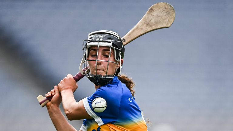 29 August 2021; Grace O'Brien of Tipperary during the All-Ireland Senior Camogie Championship Semi-Final match between Tipperary and Galway at Croke Park in Dublin. Photo by Piaras .. M..dheach/Sportsfile