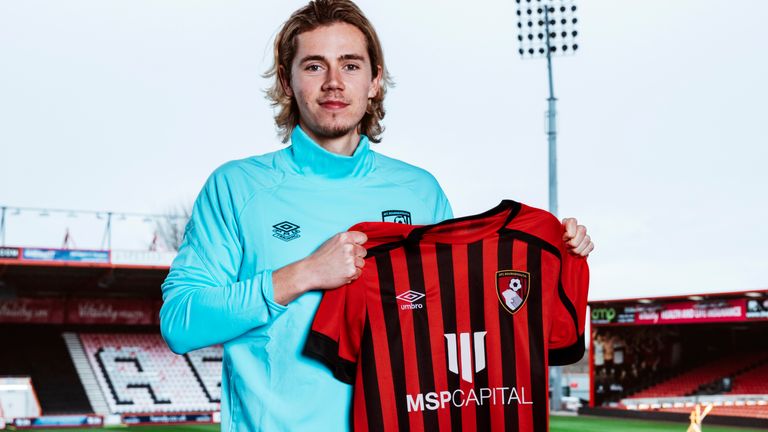 New loan signing Todd Cantwell is unveiled by Bournemouth at the Vitality Stadium