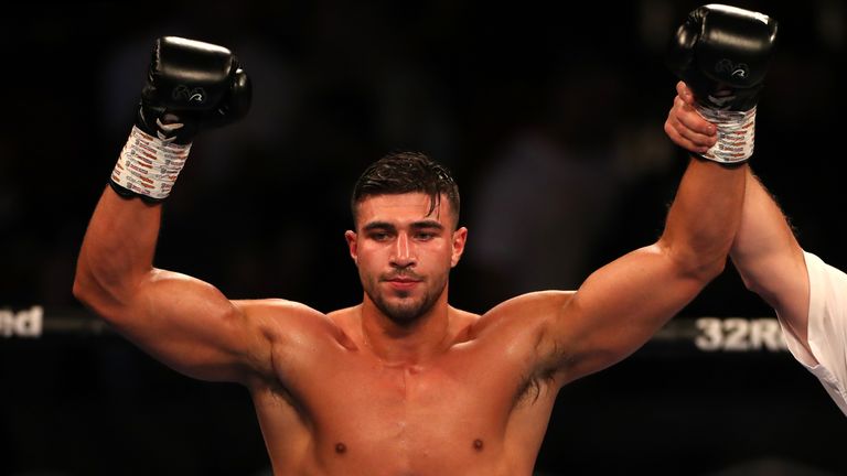 Boxing - Telford International Centre
Tommy Fury celebrates victory against Jordan Grant in the Light-Heavyweight contest during the Boxing event at the Telford International Centre, Telford. Picture date: Saturday June 5, 2021.