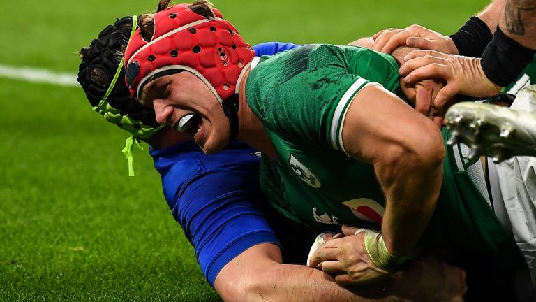 Josh van der Flier got over for Ireland's second try soon after France had gained a big lead 