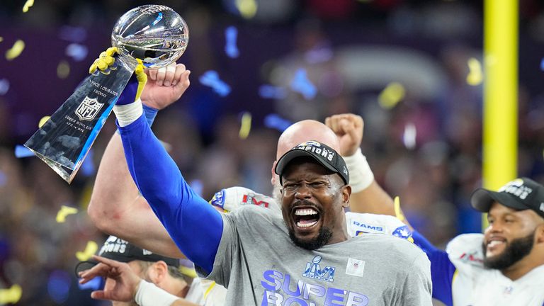 The Los Angeles Rams celebrate their Super Bowl win over the Cincinnati Bengals 