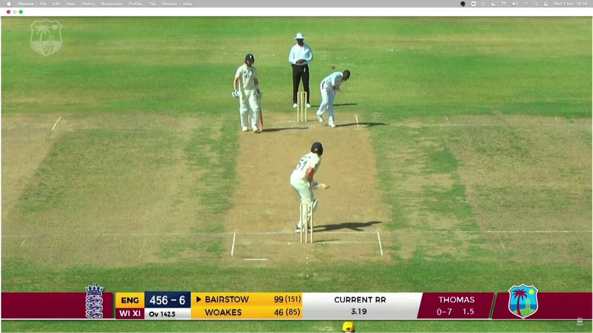Bairstow hits century in warm-up day two