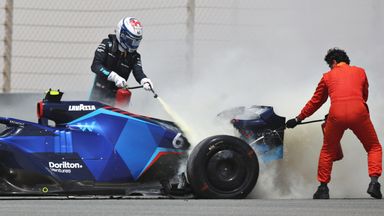 Williams catches fire | Latifi grabs extinguisher