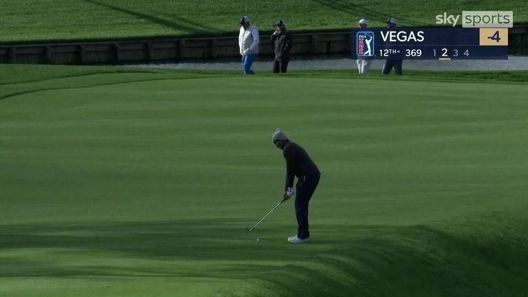 Jhonattan Vegas narrowly misses out on an eagle after a terrific shot on the 12th at Sawgrass.  