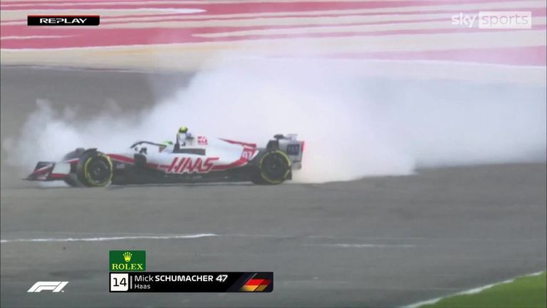 Haas driver Mick Schumacher has caused the first red flag of the day at the Bahrain test.