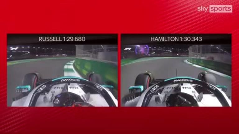 Anthony Davidson compares Hamilton's Q1 lap with team-mate George Russell's, following the seven-time world champion's shock exit