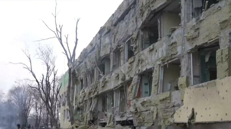 This video shows the aftermath of a Russian airstrike on a maternity hospital in Mariupol 