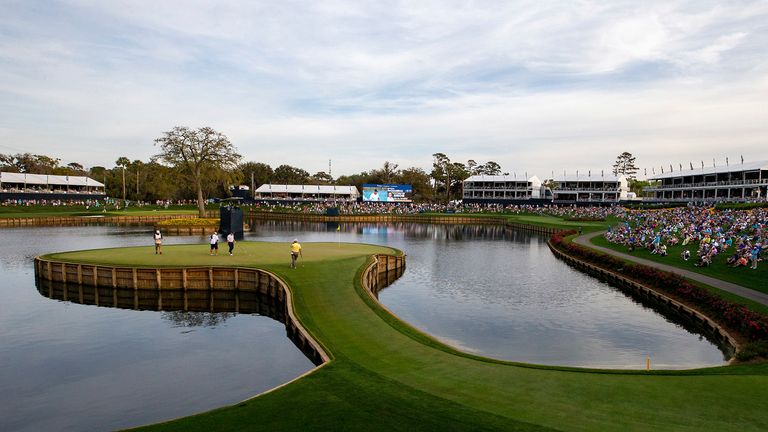 A general view of the 17th hole during the third round of THE PLAYERS Championship on March 13, 2021 at TPC Sawgrass