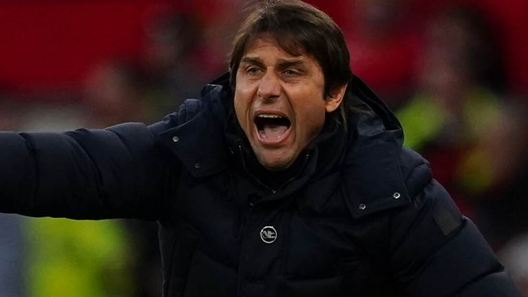 Tottenham Hotspur manager Antonio Conte during the Premier League match at Old Trafford, Manchester. Picture date: Saturday March 12, 2022.
