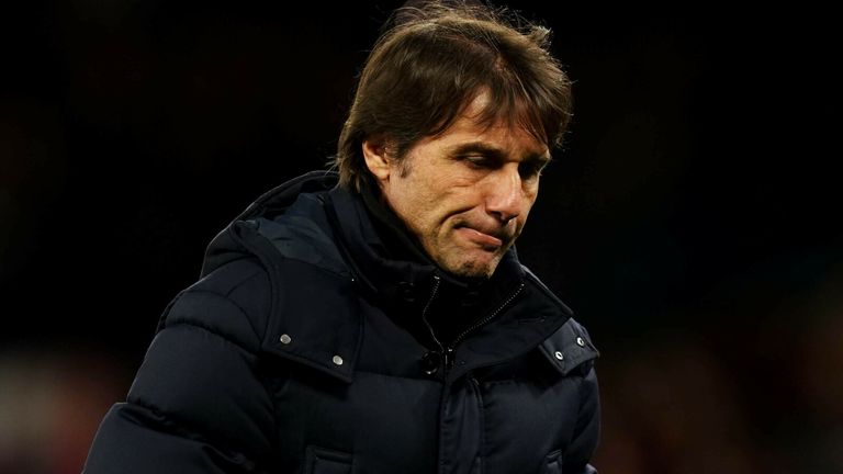Tottenham Hotspur manager Antonio Conte after the Premier League match at Old Trafford, Manchester. Picture date: Saturday March 12, 2022.