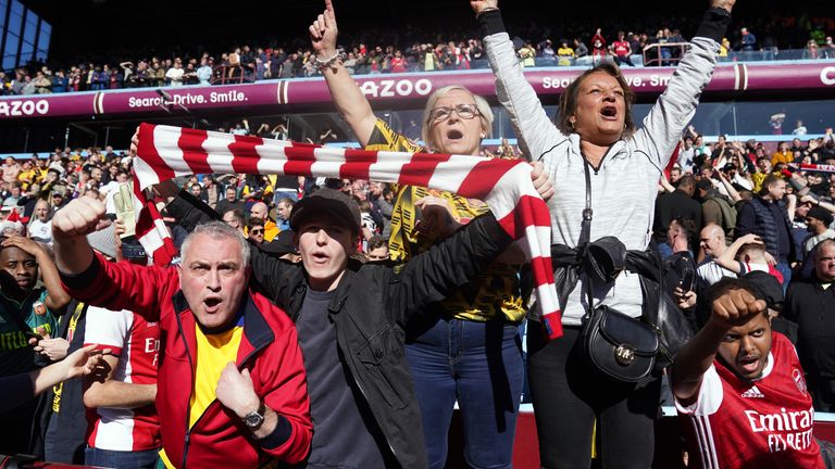 Arsenal fans celebrate at full-time