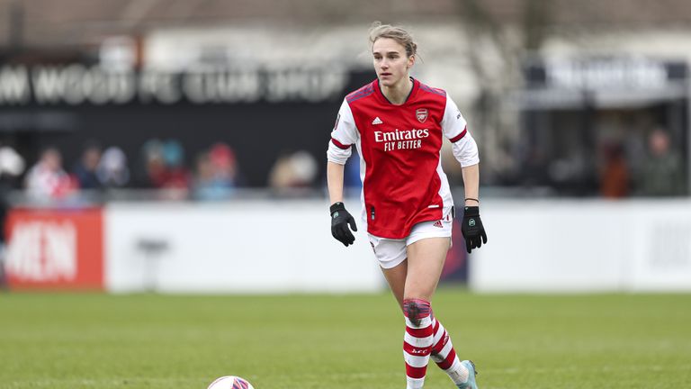 Arsenal&#39;s Vivienne Miedema in action during the Barclays FA Women&#39;s Super League match at the LV Bet Stadium Meadow Park, London. Picture date: Sunday March 6, 2022.