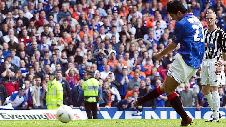 Mikel Arteta's penalty helped seal the title for Rangers in injury time