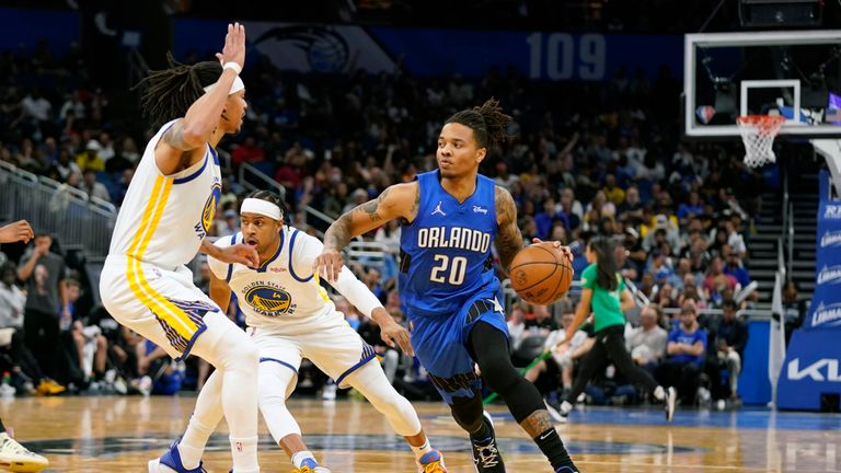 Highlights of the clash between the Golden State Warriors and the Orlando Magic in Week 23 of the NBA.