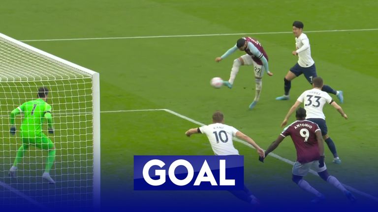Benrahma scores for West Ham as they look to fight back against Spurs.