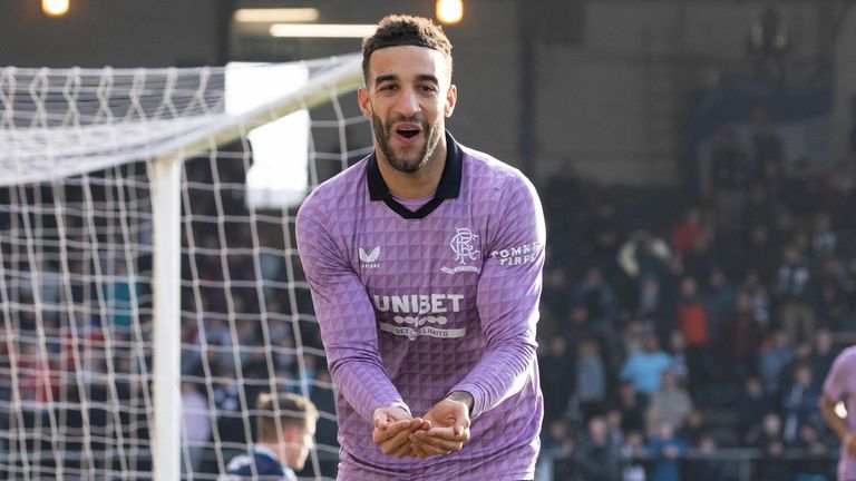 Connor Goldson celebrates after scoring Rangers' opening goal