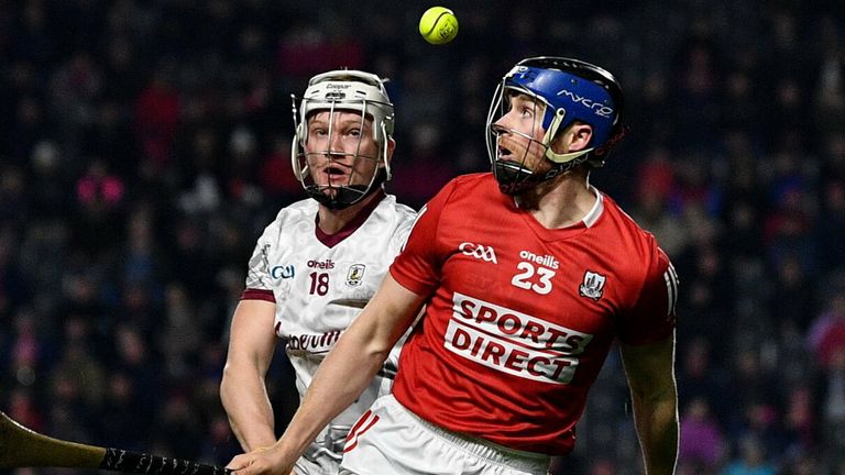 Conor Lehane of Cork in action against Darren Morrissey of Galway