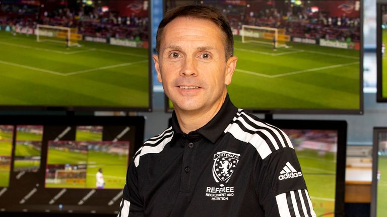GLASGOW, SCOTLAND - MARCH 02: Media event with referees receiving VAR training at Hampden Park, on March 02, in Glasgow, Scotland. ..Pictured: Crawford Allan (Head of Referee Operations - Scottish FA) (Photo by Alan Harvey / SNS Group)