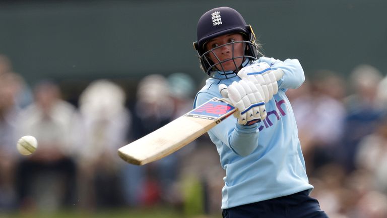 England v New Zealand - Fifth Women&#39;s ODI - The Spitfire Ground St Lawrence
England�s Danni Wyatt in action during the fifth women&#39;s ODI at The Spitfire Ground St Lawrence, Canterbury. Picture date: Sunday September 26, 2021.