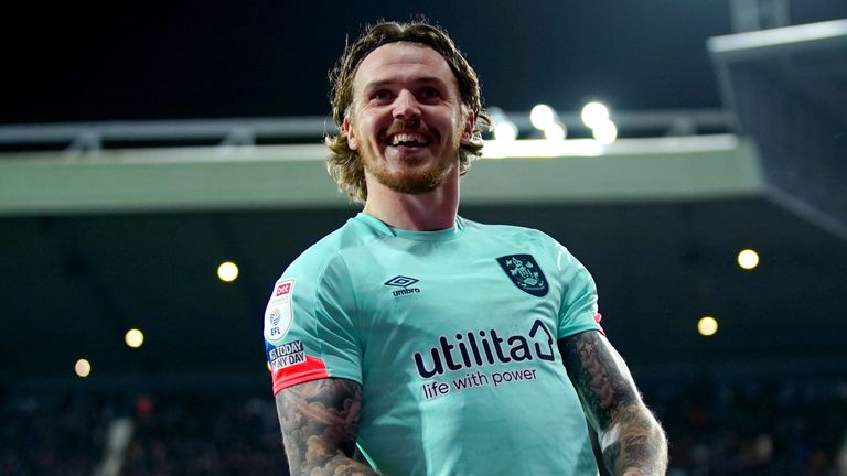 Huddersfield Town's Danny Ward celebrates scoring his side's second goal against West Brom