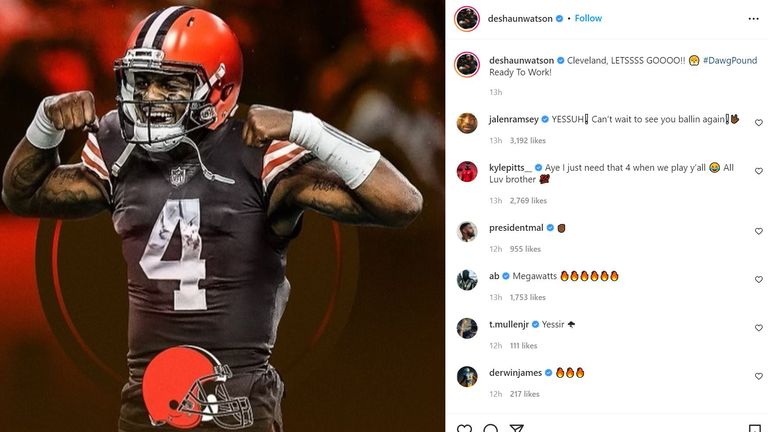 Deshaun Watson confirms his trade to the Cleveland Browns on social media 