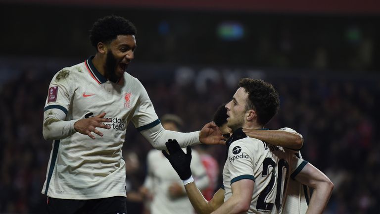 Diogo Jota scored his second FA Cup goal of the season as Liverpool progressed to the semi-finals