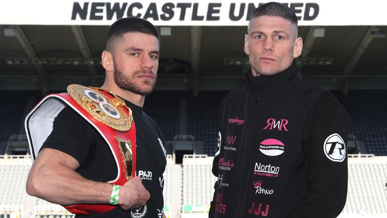 MARSHALL-HERMANS PROMOTION.PRESS CONFERENCE,.ST.JAMES PARK,.GATESHEAD.PIC LAWRENCE LUSTIG.FLORIAN MARKU AND CHRIS JENKINS COME FACE TO FACE IN PREPARATION FOR THEIR BOUT ON PROMOTER BEN SHALOM...S BOXXER PROMOTION AT NEWCASTLE ARENA ON SATURDAY(2-4-22)