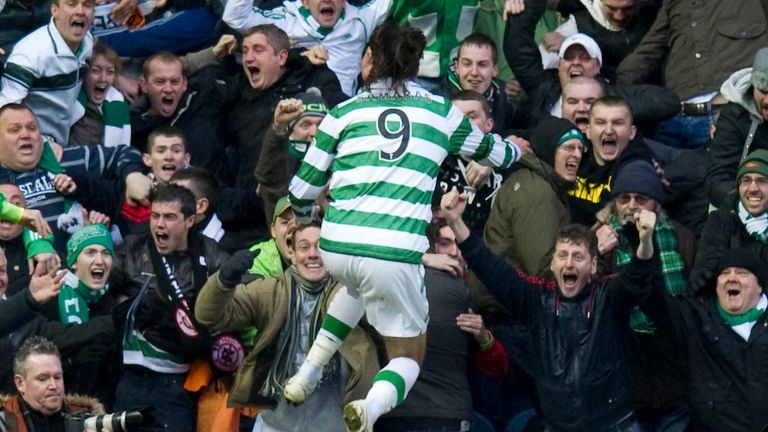 Georgios Samaras inspired Celtic to victory over Rangers in the first clash of 2011