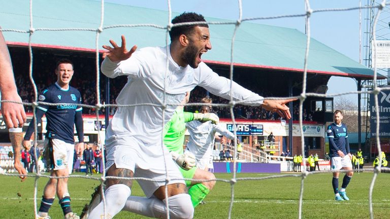 Connor Goldson scores the winner for Rangers against Dundee 