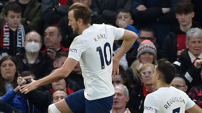 Harry Kane celebrates after levelling from the penalty spot