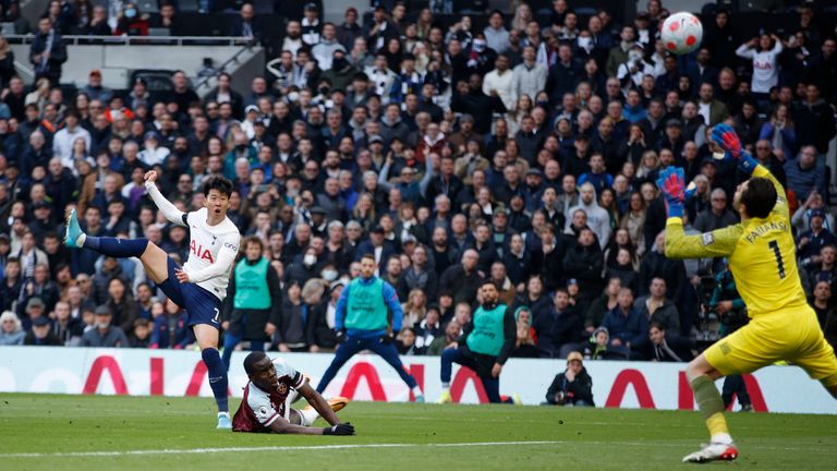 Heung-min Son scores Spurs' second goal of the game (AP)