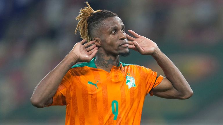 Wilfried Zaha playing for Ivory Coast