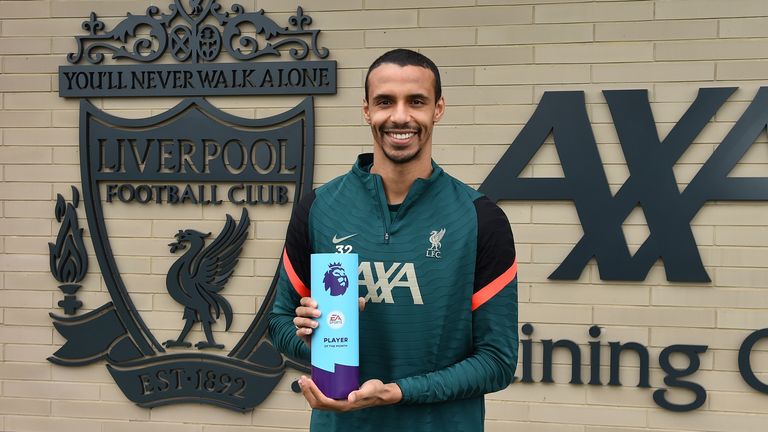 Joel Matip, Premier League player of the month - credit Andrew Powell/Liverpool FC via Getty Images